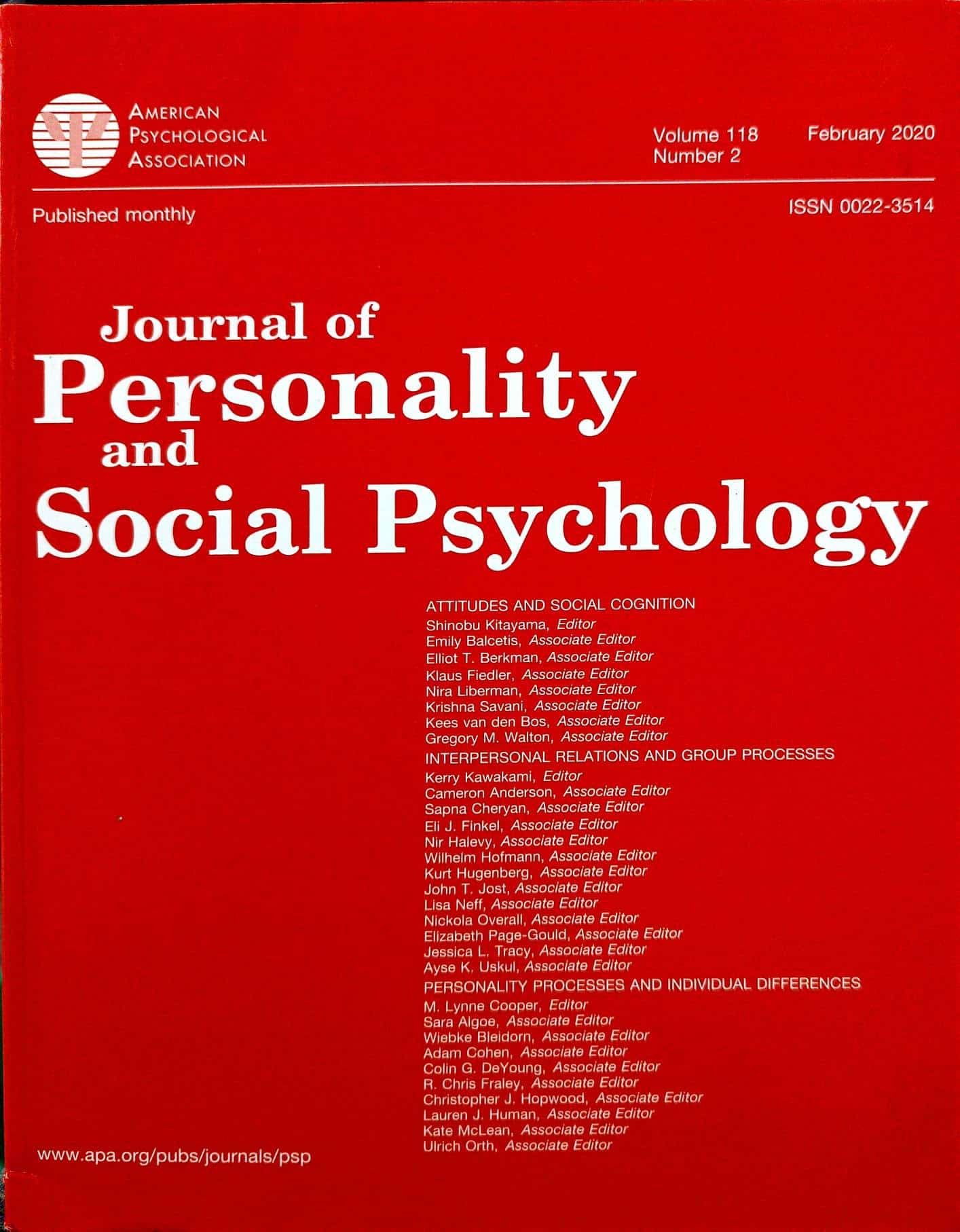 Journal of Personality and Social Psychology February 2020 - Books n Bobs